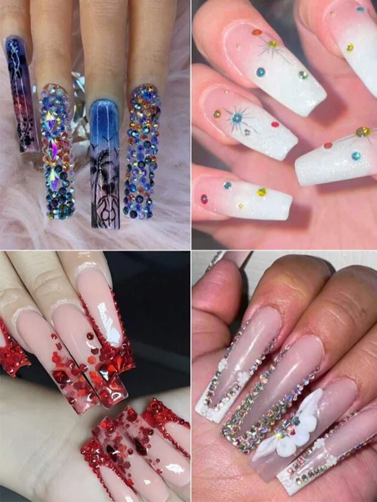 12 grilles (6000 pièces) strass pour Nail Art en résine 3D + outils 2mm diamant brillant breloques pour ongles bricolage vêtements coque de téléphone accessoire de manucure