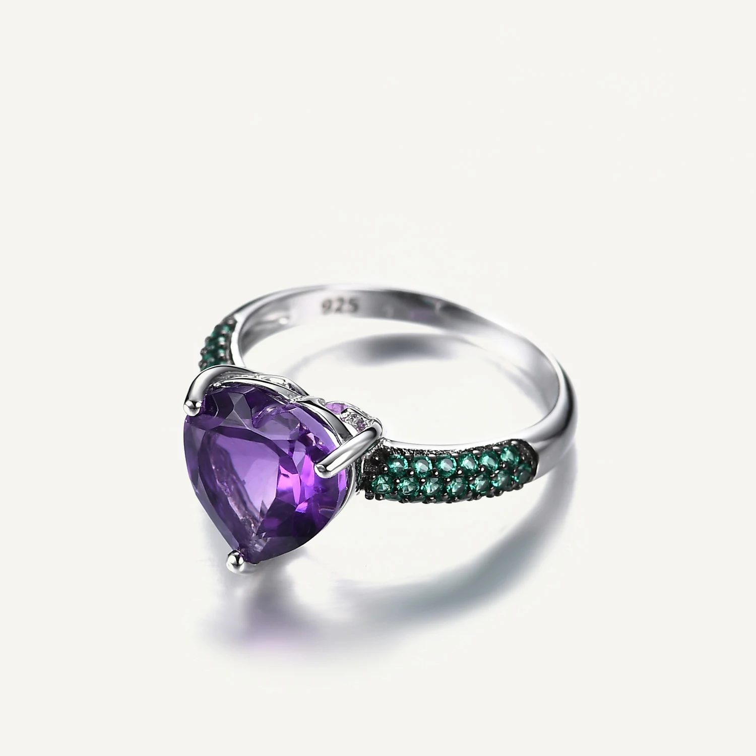 

GEM'S BALLET Design Heart Amethyst Brambles Gemstone Ring Sets for Women Solid 925 Sterling Silver Luxury Kite Wedding Jewelry