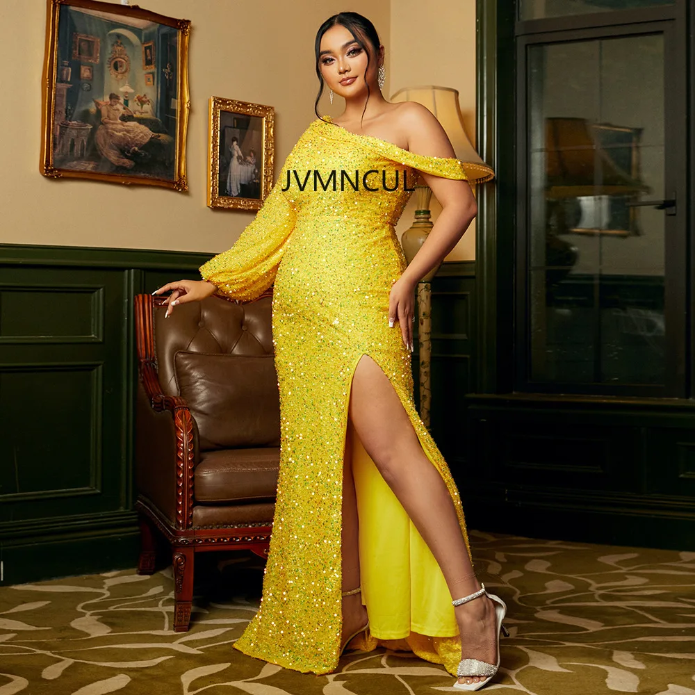 2025, elegantes Abendkleid in Übergröße für kurvige Frauen, auf Lager mit luxuriösen Pailletten, perfekt für Hochzeits- und Bankettveranstaltungen