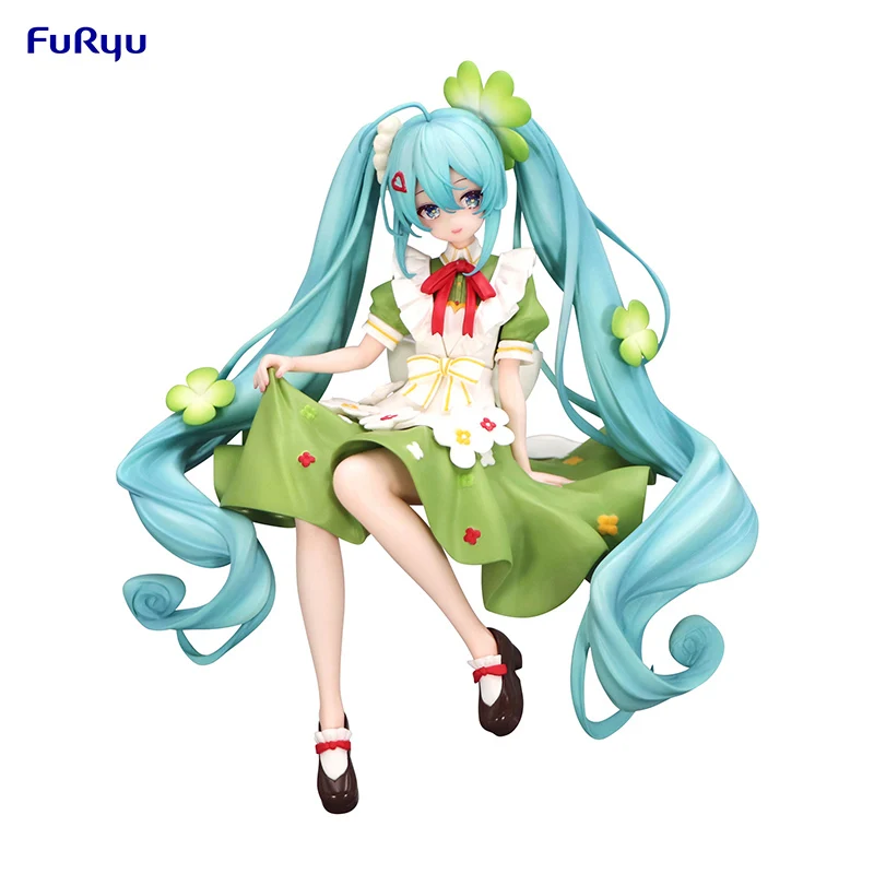 FuRyu Noodle Stopper VOCALOID Hatsune Miku Four Leaves Clover Flower Fairy Ver. PVC 15CM Anime Action Figures Model Toy