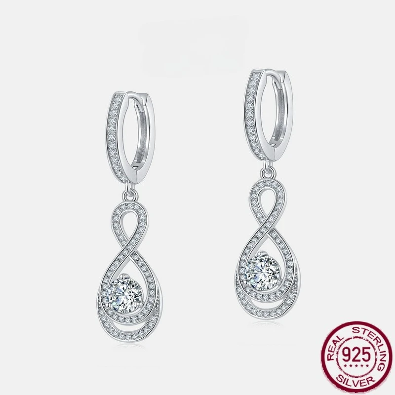 

Новые серьги из чистого серебра S925 с муассанитом, 8-образные серьги высокого класса с каплями воды, европейские и американские модные свадебные украшения