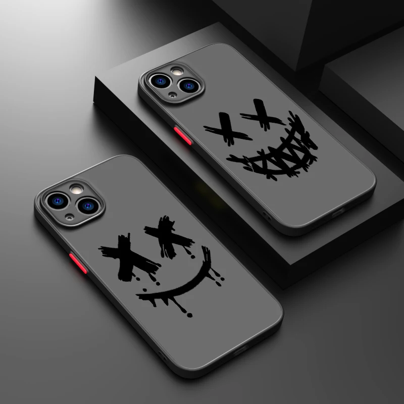 Comic Art Smiley Face Phone Case For iPhone 15 14 13 12 11 Pro Max mini XS Max XR X 8 Plus SE Frosted Translucent Cover