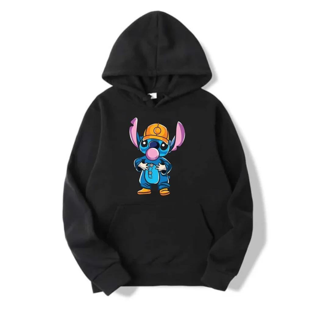 Fashionable and handsome Disney Stitch Cartoon Anime Print Men's and women's hoodies Autumn and Winter Couple Clothes Hoodies