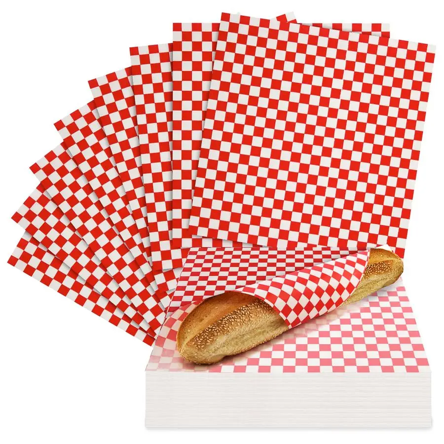 

Бумажные листы Deli, 12x12 дюймов, 1000 шт., классические клетчатые вощеные листы, предварительно нарезанные вкладыши для корзин с едой, жиростойкая упаковочная бумага