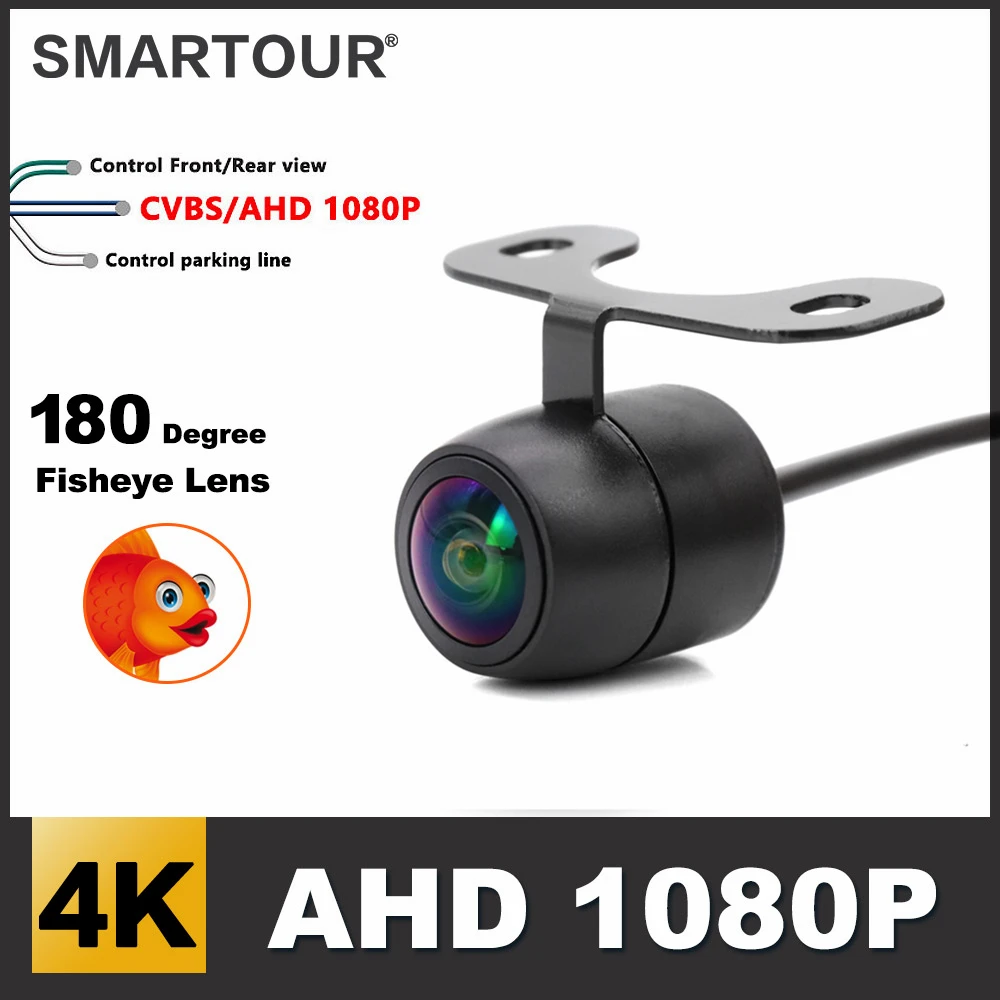 SMARTOUR AHD 1080P Car Front Rear View Back Up Camera 180° Fisheye Lens Full HD Night Vision Vehicle Reverse Camera Universal