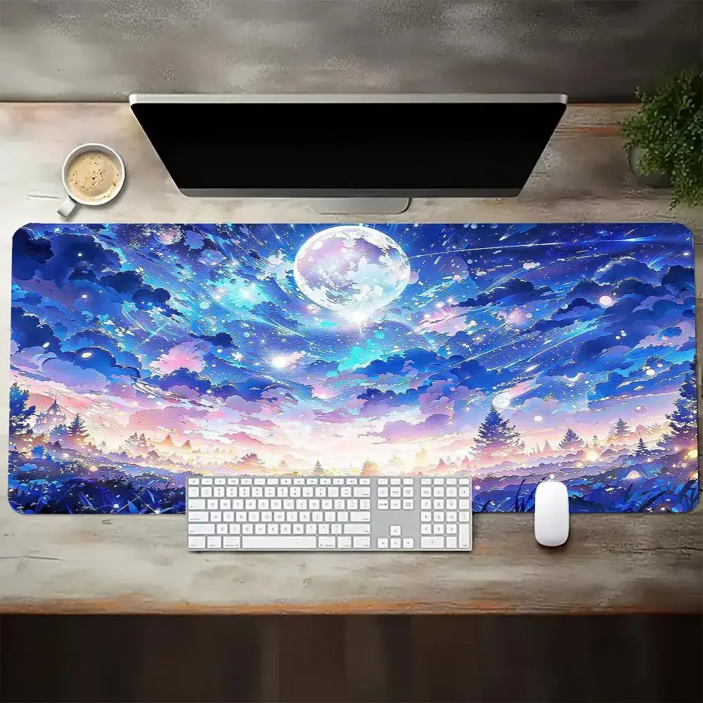 Large Size Mousepad Dreamy Galaxy Moon Castle Starry Sky Playmat For Daily Laptop Desktop Game Card Table Mat