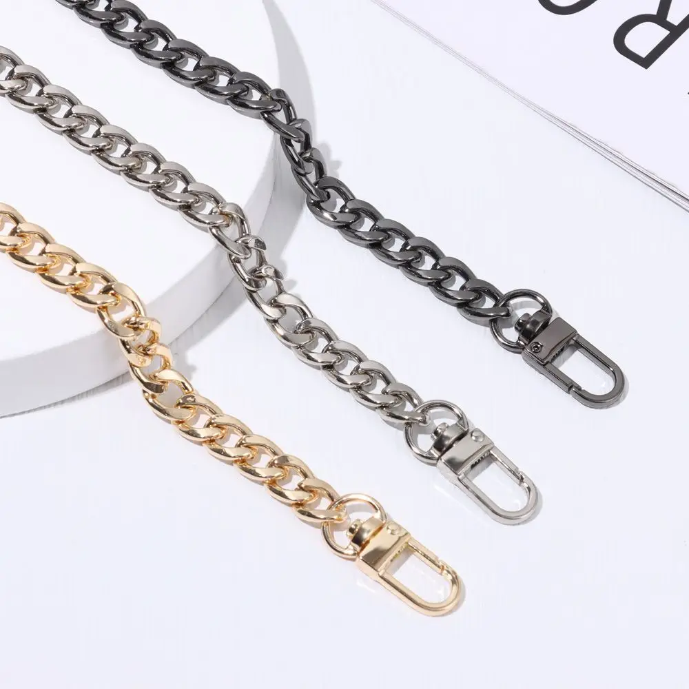 Mini Purse Chain Extender Handbag Accessory with Metal Buckle DIY Metal Flat Chain for Messenger Bag Purse Strap