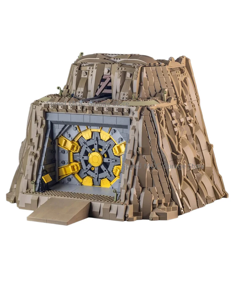 Wasteland Underground Mountain Shelter MOC Brick Set Hidden Vault With Rotary Heavy Duty Gate Post-Apocalypse Scenery Building