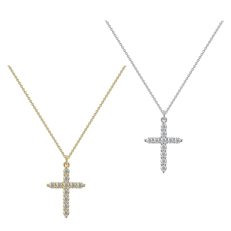 Luxurious CZ Paved Crosses Charm Necklace Crosses Pendant Necklace Jewelry Stylish Crucifix Neckchain Adornments