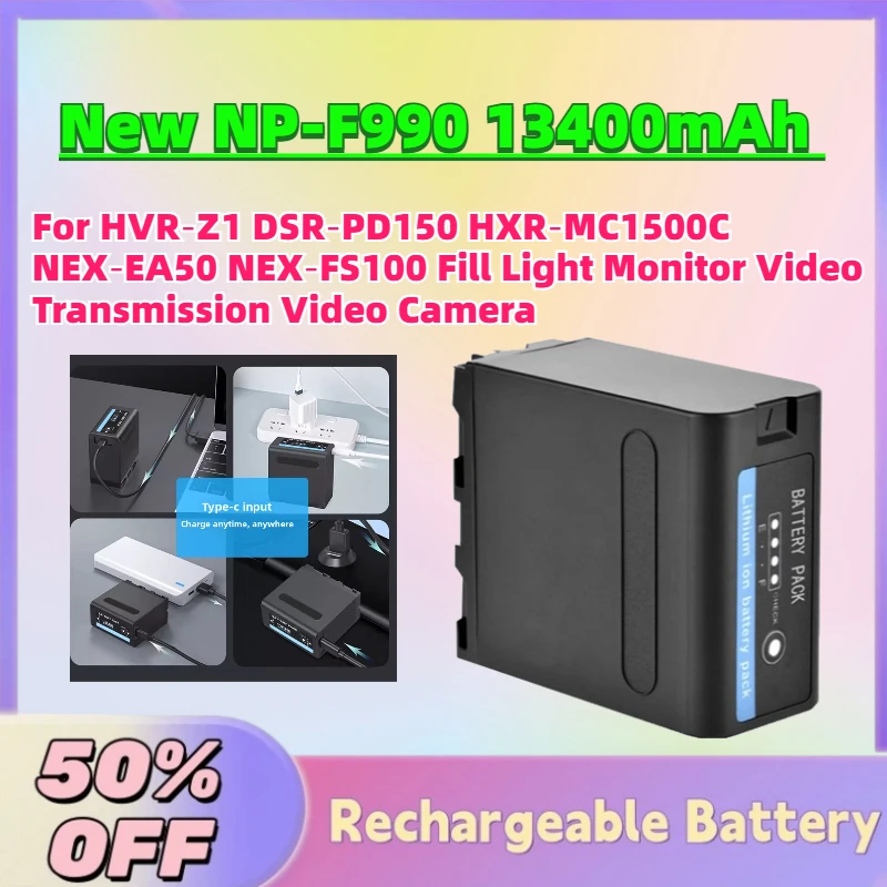 

NP-F990 13400mAh Battery for HVR‑Z1 DSR‑PD150 HXR‑MC1500C NEX‑EA50 NEX‑FS100 Fill Light Monitor Video Transmission Video Camera