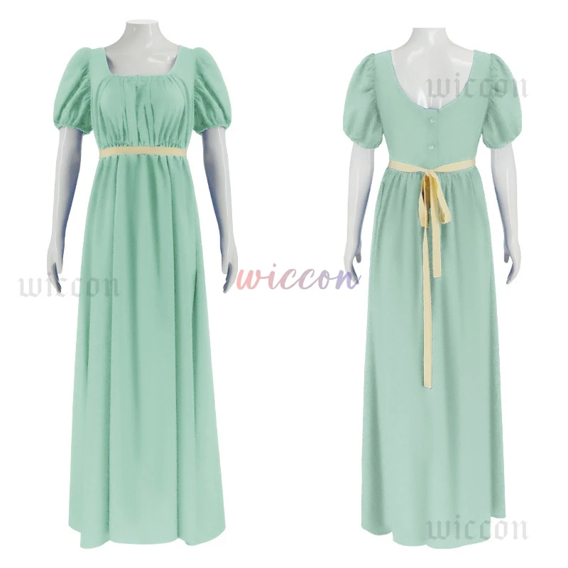 

Regency Tea Party Gown Cosplay Costume Women Short Sleeve Vintage Victorian Medieval High Waist Janes Austener Ball Dress