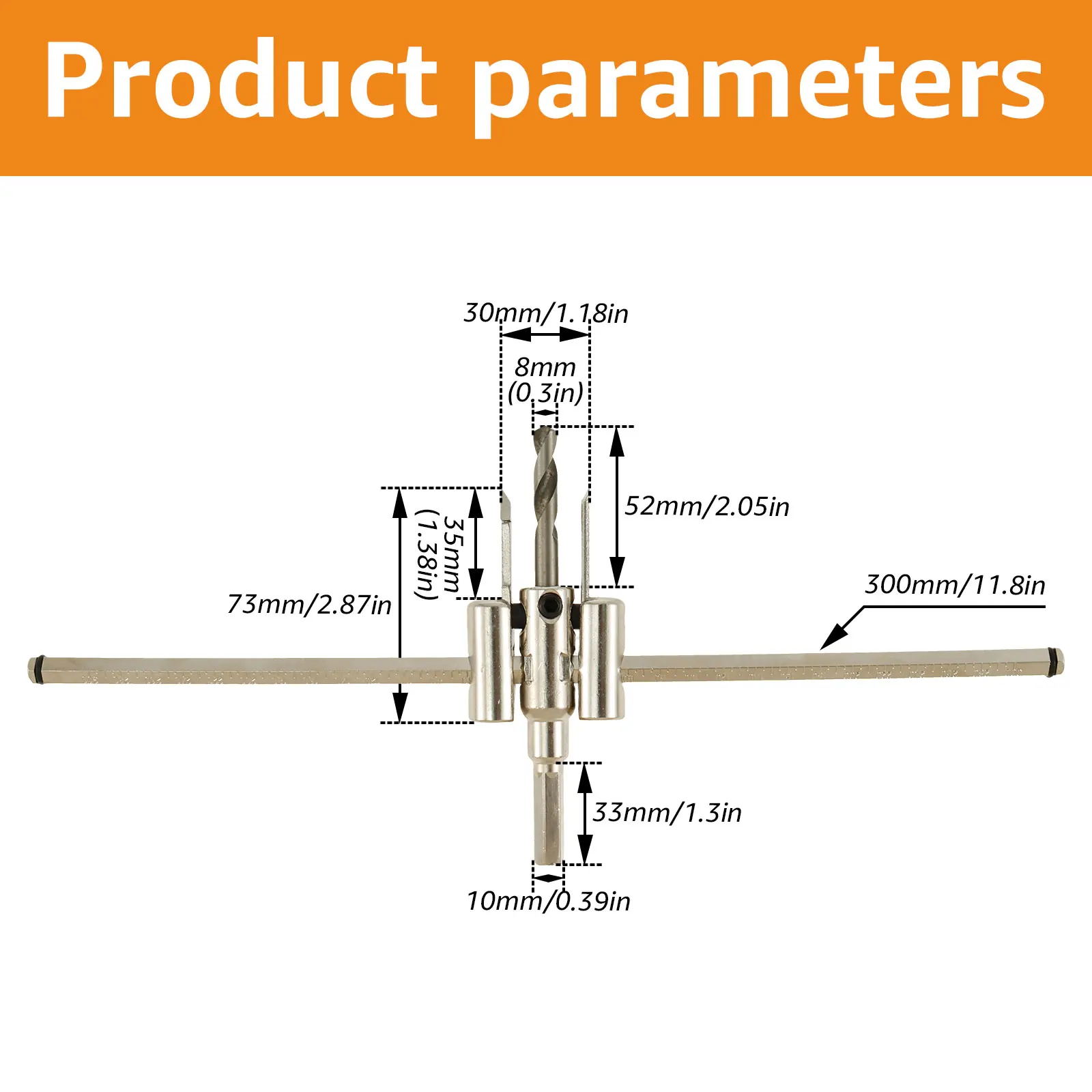 40 to 300mm Adjustable Circle Hole Saw Wood Cutter Drill Bit Alloy Blades Cordless Aircraft Type Tools for Woodworking DIY Tool