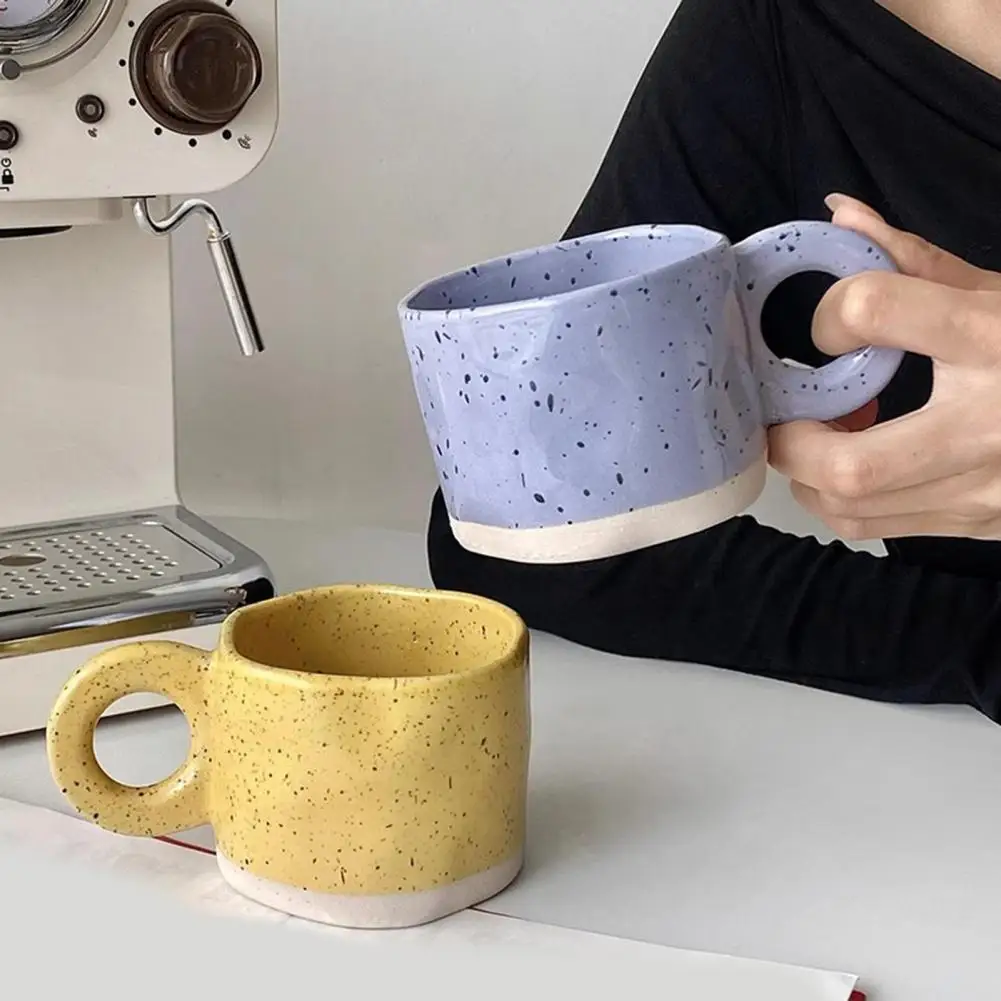 Ceramic Coffee Mug 280ml Unique Irregular Drink Container Wear-Resistant Latte Tea Milk Lover Mug for Home Office Bar