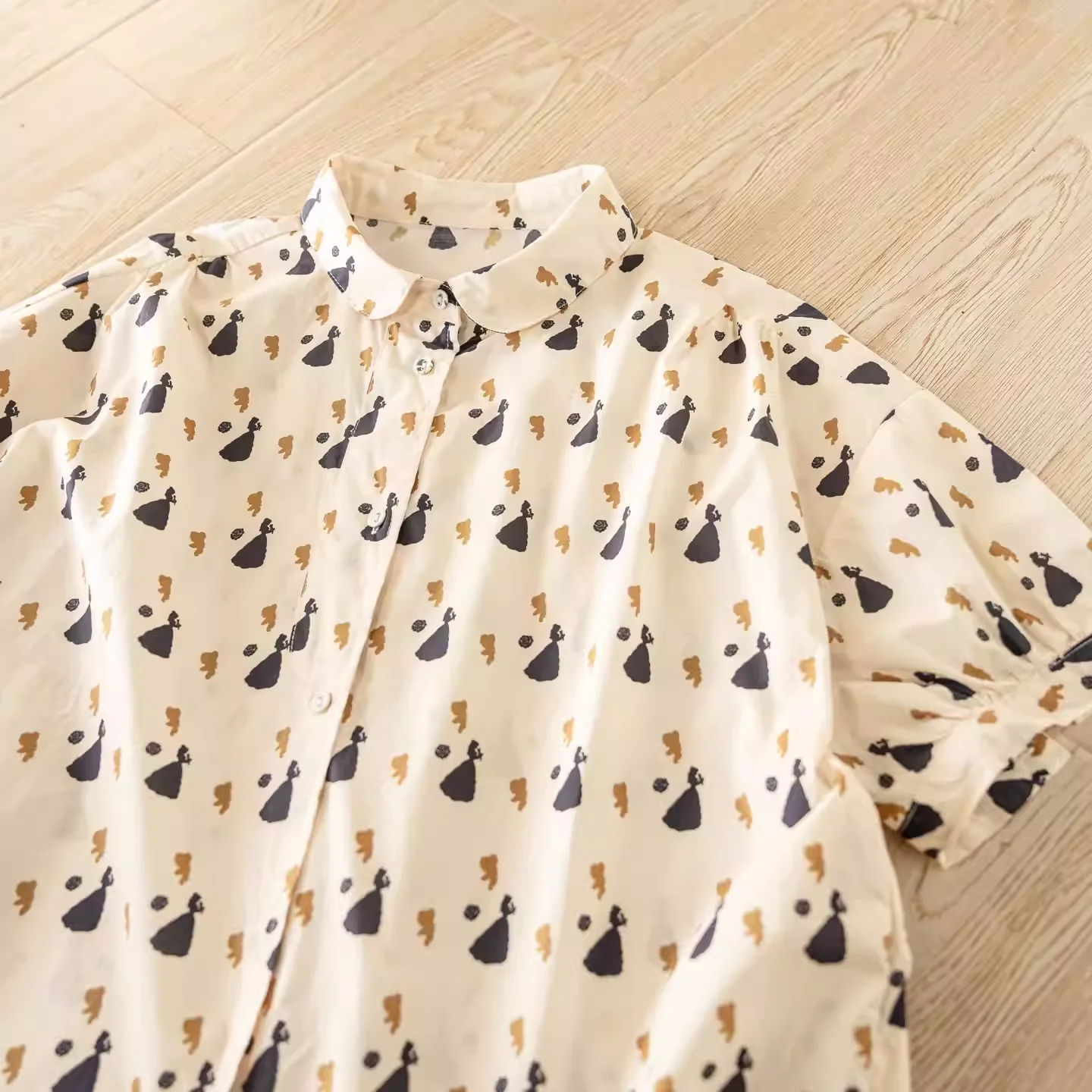 

2026 Женские рубашки и блузки в японском стиле Mori girl, свободного кроя, с мультяшным принтом, 100% хлопок, летняя одежда