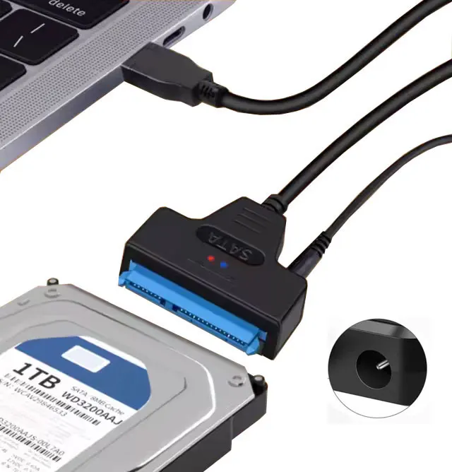 USB 3.0 to SATA Cable 2.5 3.5 Inch External HDD SSD Hard Drive Adapter 22 Pin SATA III Cord up to 6 Gbps for Data Transfer