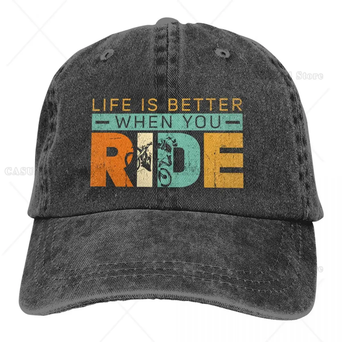 

Life Is Better When You Ride Mountain Motorbike Denim Cap Dirt Bike Motocross Motor Sport Sun Shade Cotton Hats