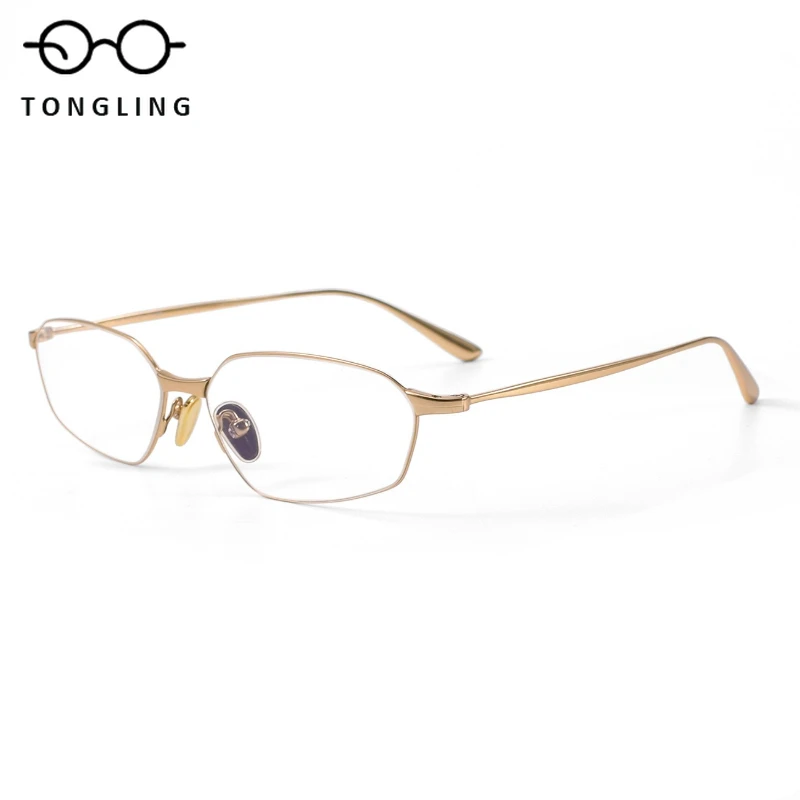 

Fashionable Women Light Luxury Threaded Spectacle Ultra-Light Pure Titanium Spectacle Frame Supports Custom Prescription Lenses