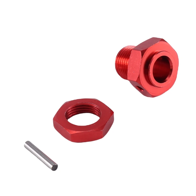 Metal 17Mm Wheel Hex Hub Adapter With Nut Replacement Spare Parts For Arrma 1/10 4S KRATON Outcast RC Car Upgrade Parts,Red