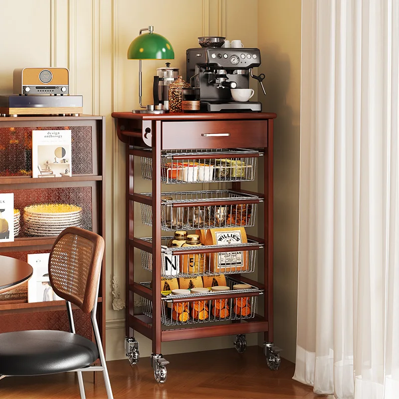 

Retro solid wood corner cabinet, dining side cabinet, living room corner , bedside multi-layer trolley