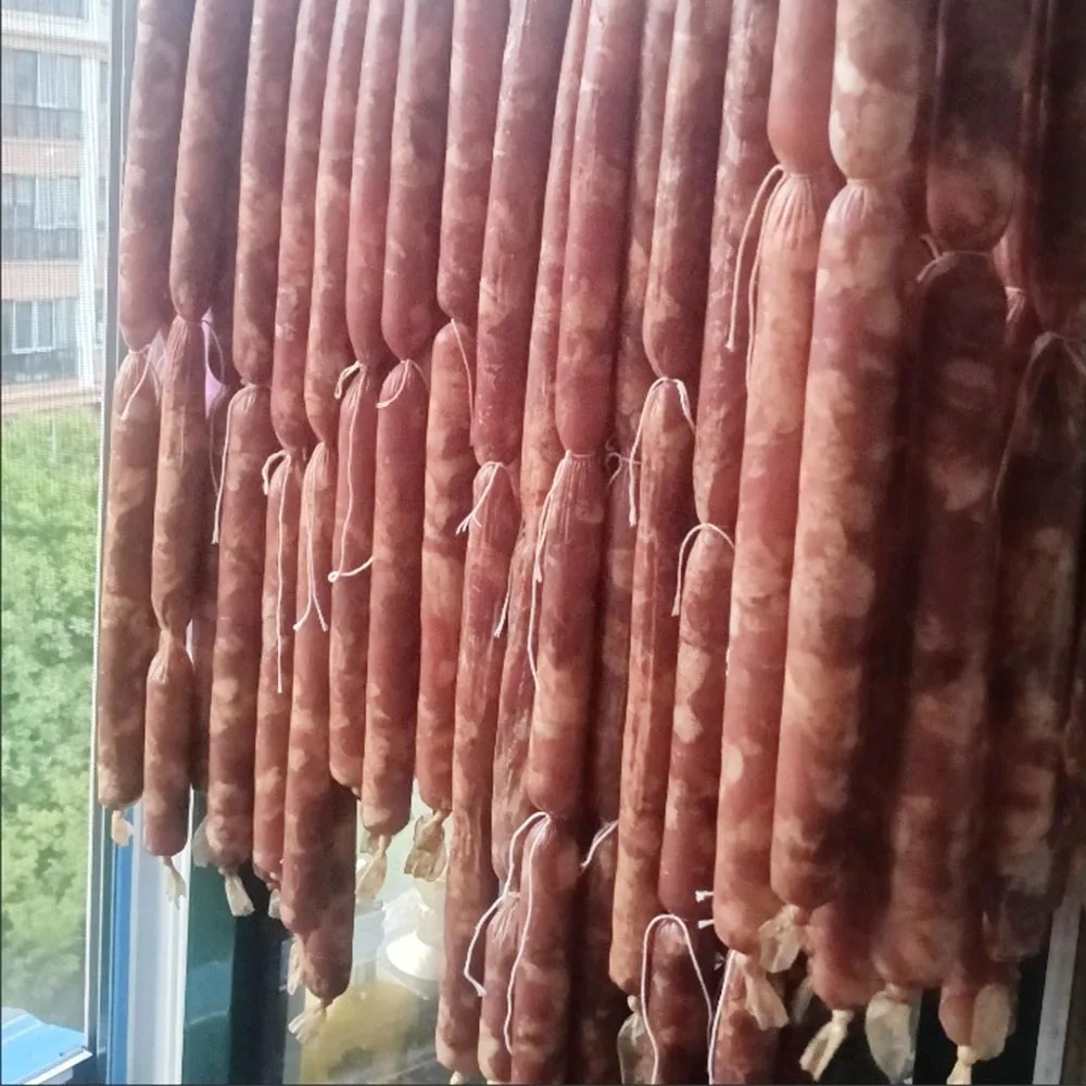 1Set Meat Filling Machine with Collagen Sausage Casing Ham Maker Set Funnel Collagen Sausage shell Kitchen Tools Set Hangup Rope