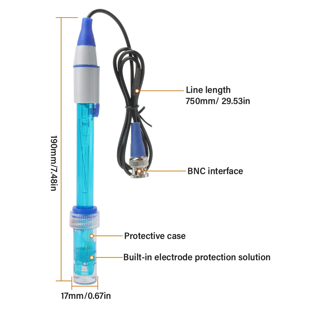 Yieryi Ph Electrode Probe Aquarium Swimming Pool BNC Replace Probe Connector PH Calibration Liquid Tester Acidity Meter Detector