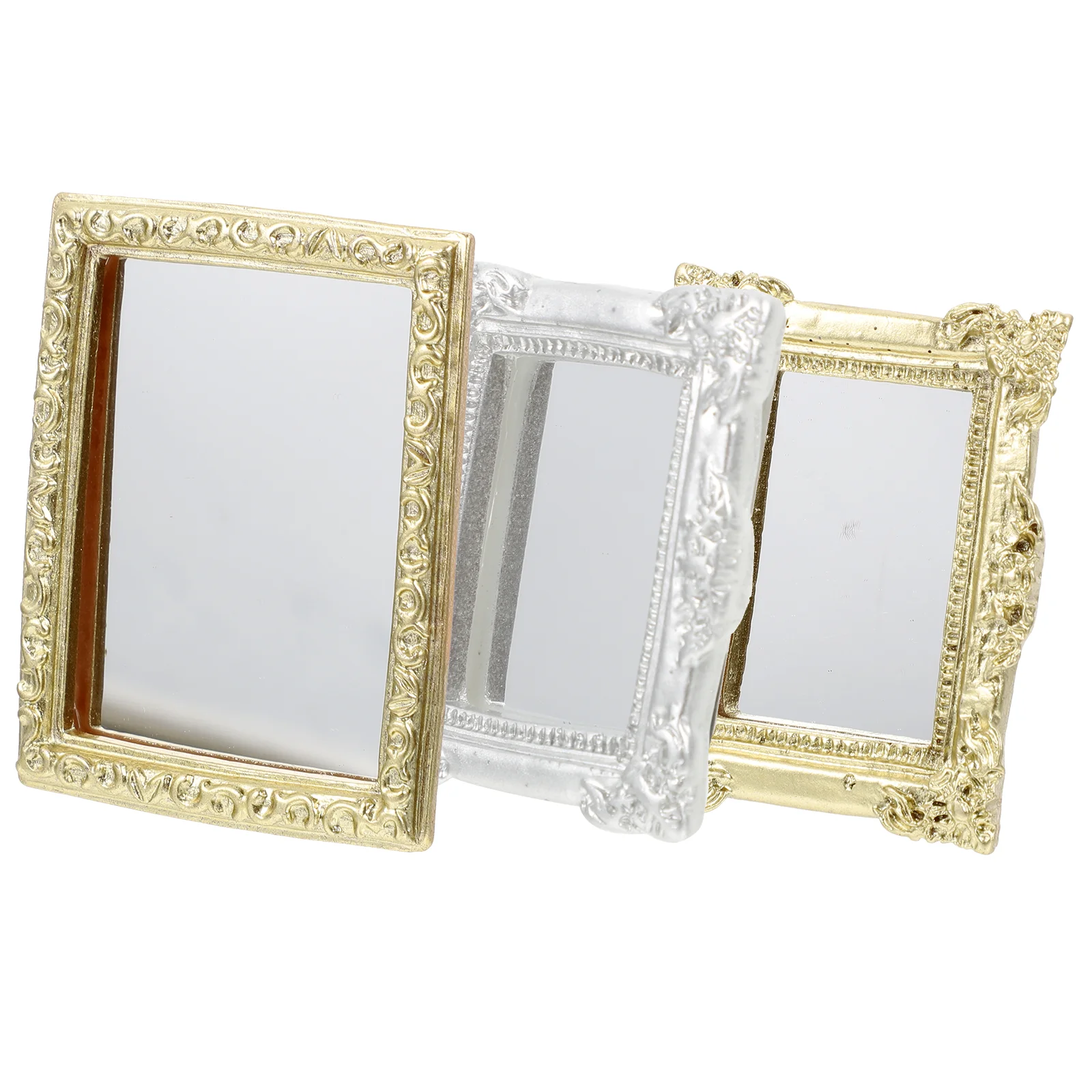 

3 Pcs Dollhouse Mirror Golden Mini Mirrors Miniatures Toys for Babies Floor