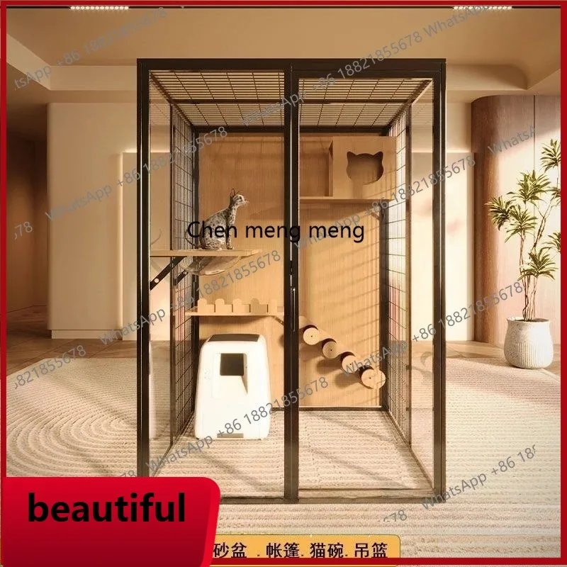

X Panoramic view, villa cat cage free three-layer oversized household solid wood villa large interior glass