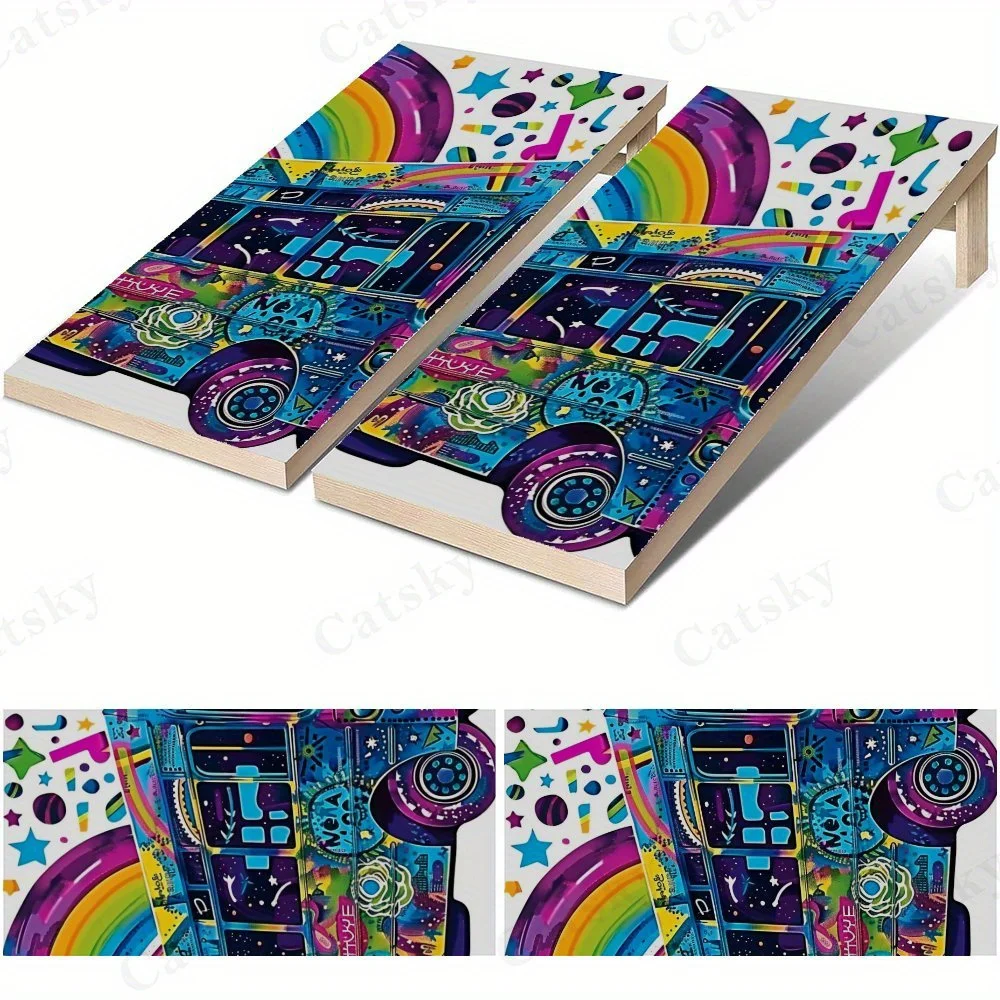 Colorful Bus Art   Sandbag Board Sticker.This sandbag board sticker is made from high-quality materials, offering excellent dura