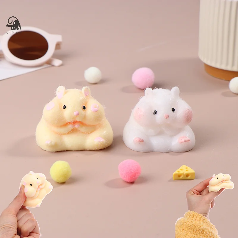Super Soft Cute Q-Bullet Simulated Hamster Toy Mini Toys Kawaii Stress Relief Squeeze Toy TPR Decompression Toy
