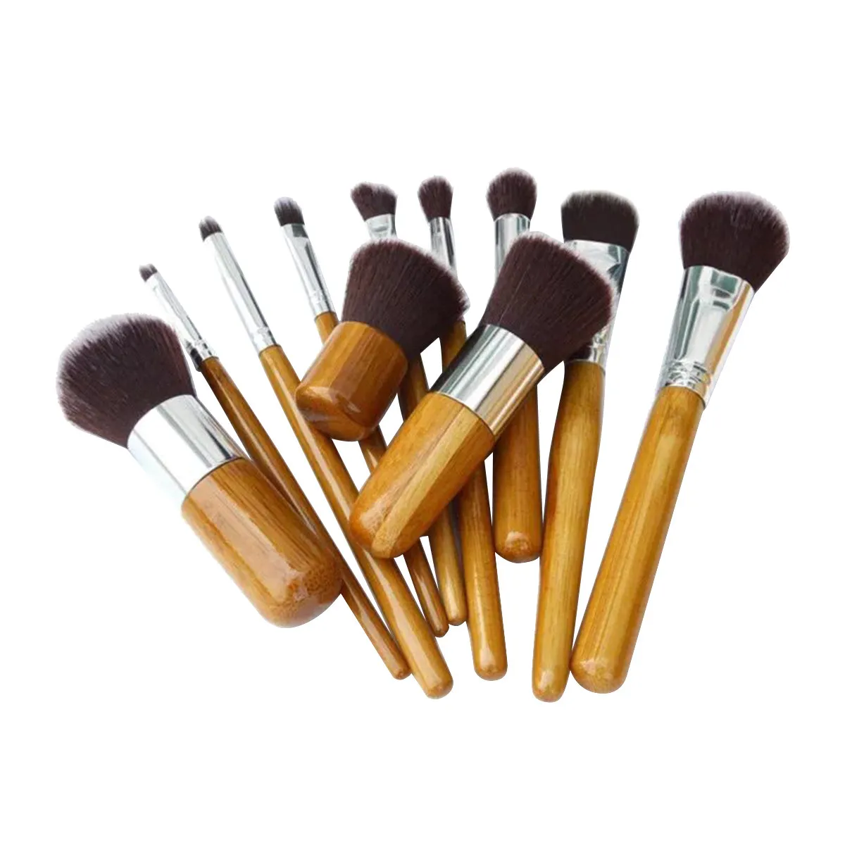 11Pcs Premium Synthetic Makeup Brush Set for Face Eyes Lips Cheeks Blending Contouring Sensitive Skin Friendly Cosmetics Brushes