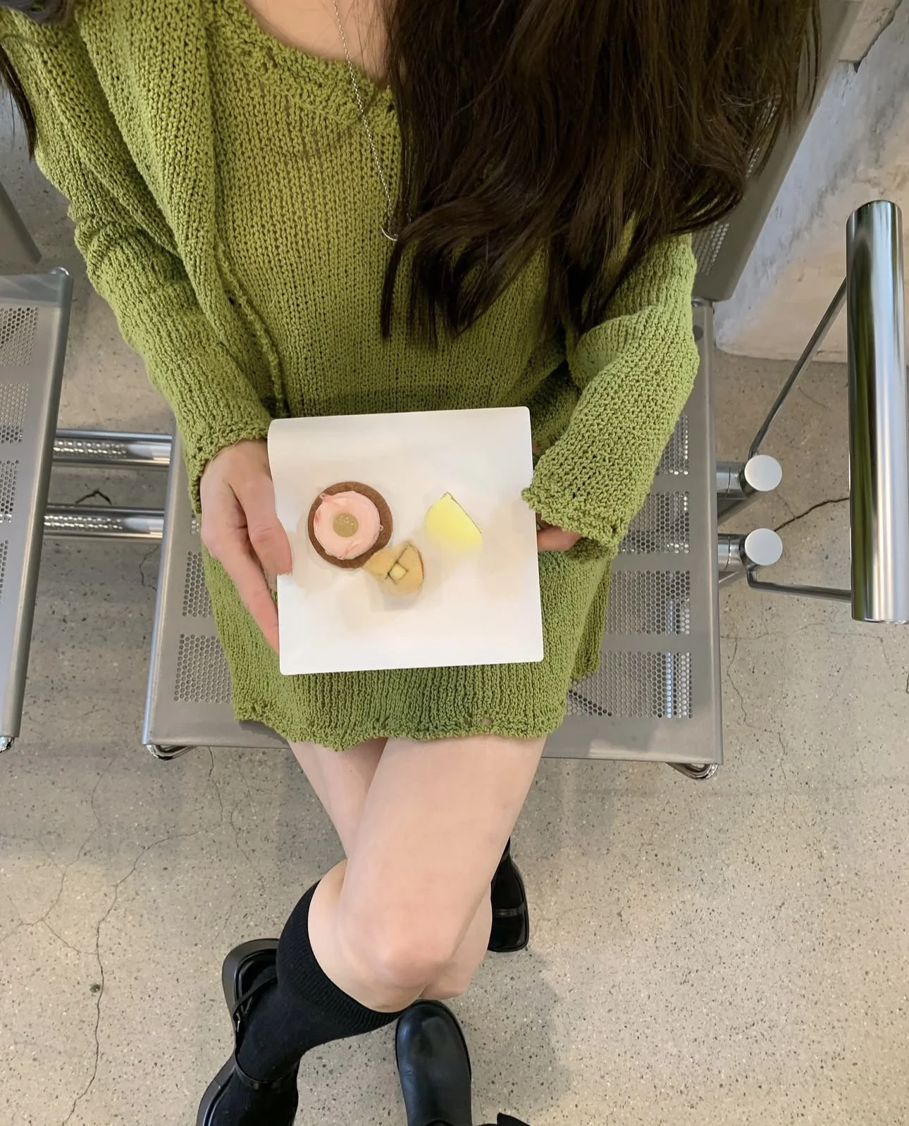 Ele Commute-Conjunto de cárdigan informal para mujer, falda acampanada de cintura alta, trabajo PREON, larga, redonda, Otoño, Faion