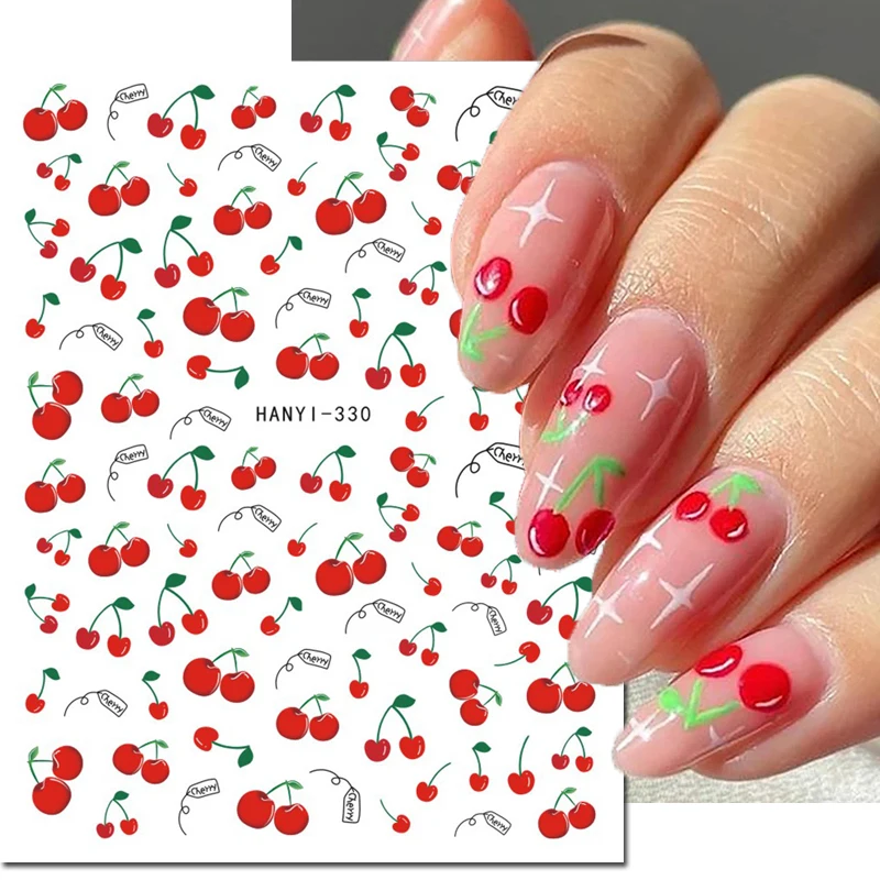 3D Nail Art Stickers Zomer Tropische Vruchten Gele Citroenen Letters Zelfklevende Sliders Decals Versierd Nagelmanicure