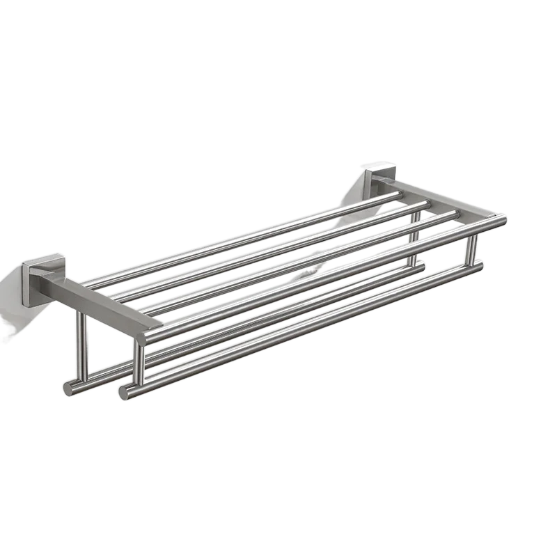 

304 Stainless-Steel Toilet Towel Rack Towel Bar Hanger Modern Bathroom Double Layer Bathroom Hardware Accessories Set