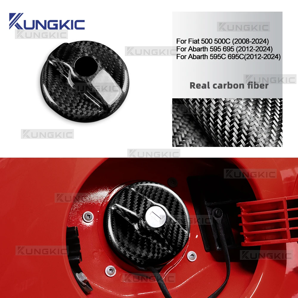 Real Dry Hard Carbon Fiber Sticker For Abarth 595 595C 695 695C 2012-2024/Fiat 500 500C 2008-2024 Car Inner Fuel Tank Cap