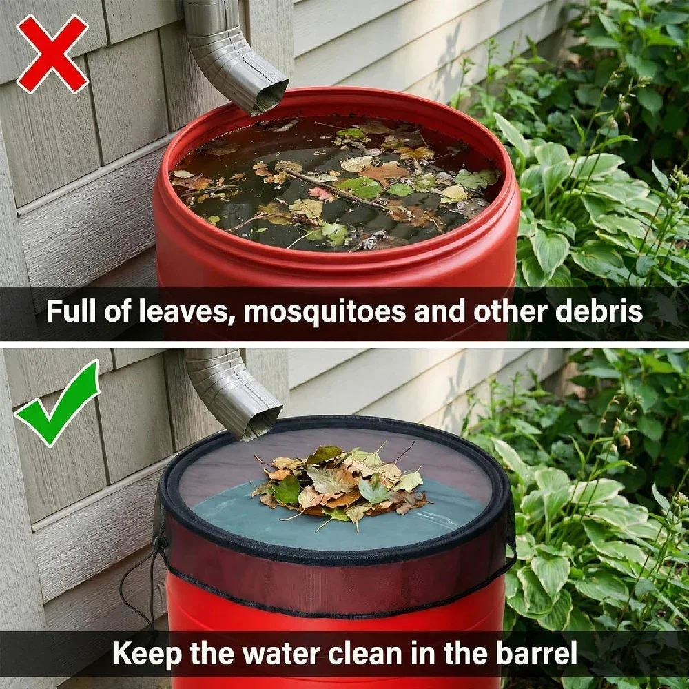 Adjustable Rain Barrel Screen Rainwater Tank Protector Anti Insect Filter Leaf Guard Garden Water Collecting Mesh Netting Cover