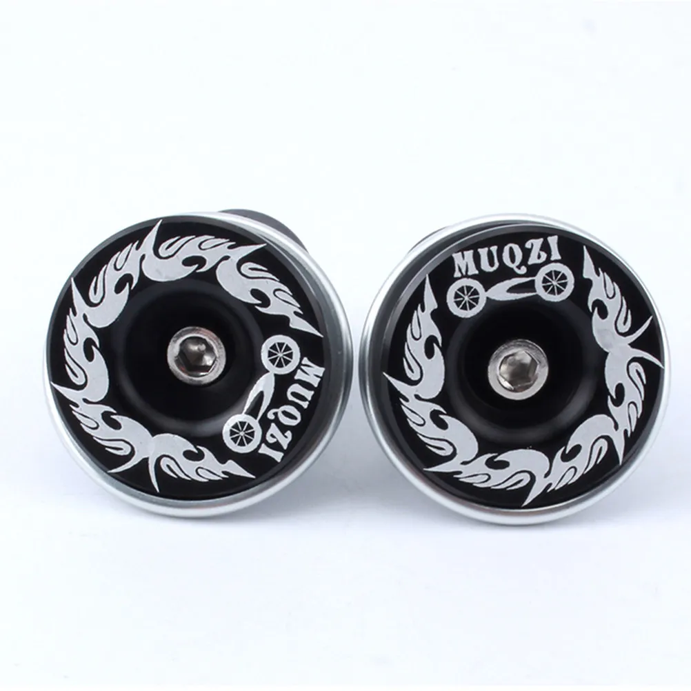 

Handlebar End Caps Pair Aluminum Alloy Black with Silver Ring Corrosion Resistant Easy Install for Most Bike Types Including