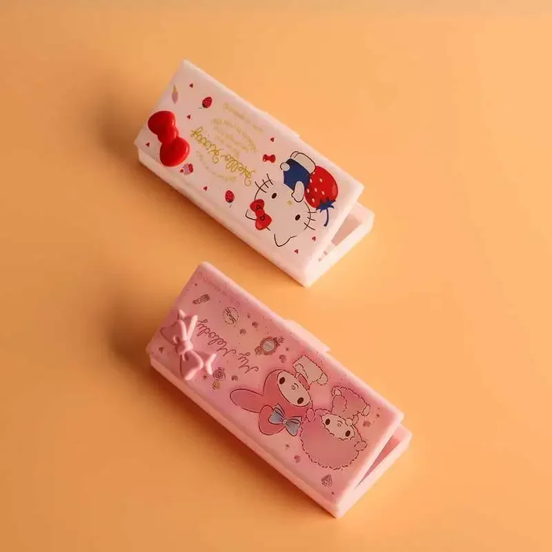 Sanrioed Kittly Cotton Swab Box Floss Box Anime Kawaii PVC Hair Accessories Stationery Jewelry Storage Box Carry Toys Girl Gifts