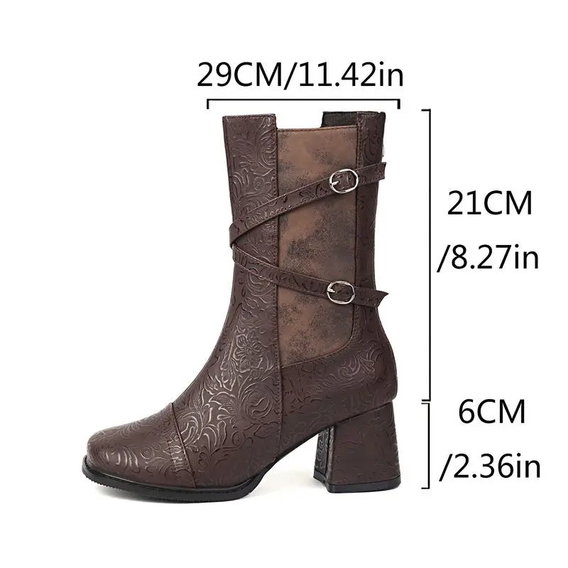 

ORCHA LISA 2025, новый дизайн, женские ботильоны с квадратным носком, 6 см, блочный каблук, молния, пряжка ремня, большой размер 41-43, модные свидания