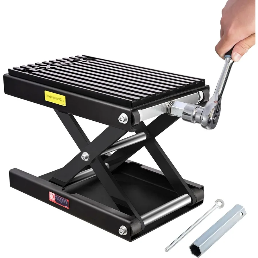 

1200 LBS Motorcycle Li Scissor Jack Black Upgraded Dirt Bike ATV Motorcycle Hoist Stand with Ratchet WrenchCrank Handle Thicken