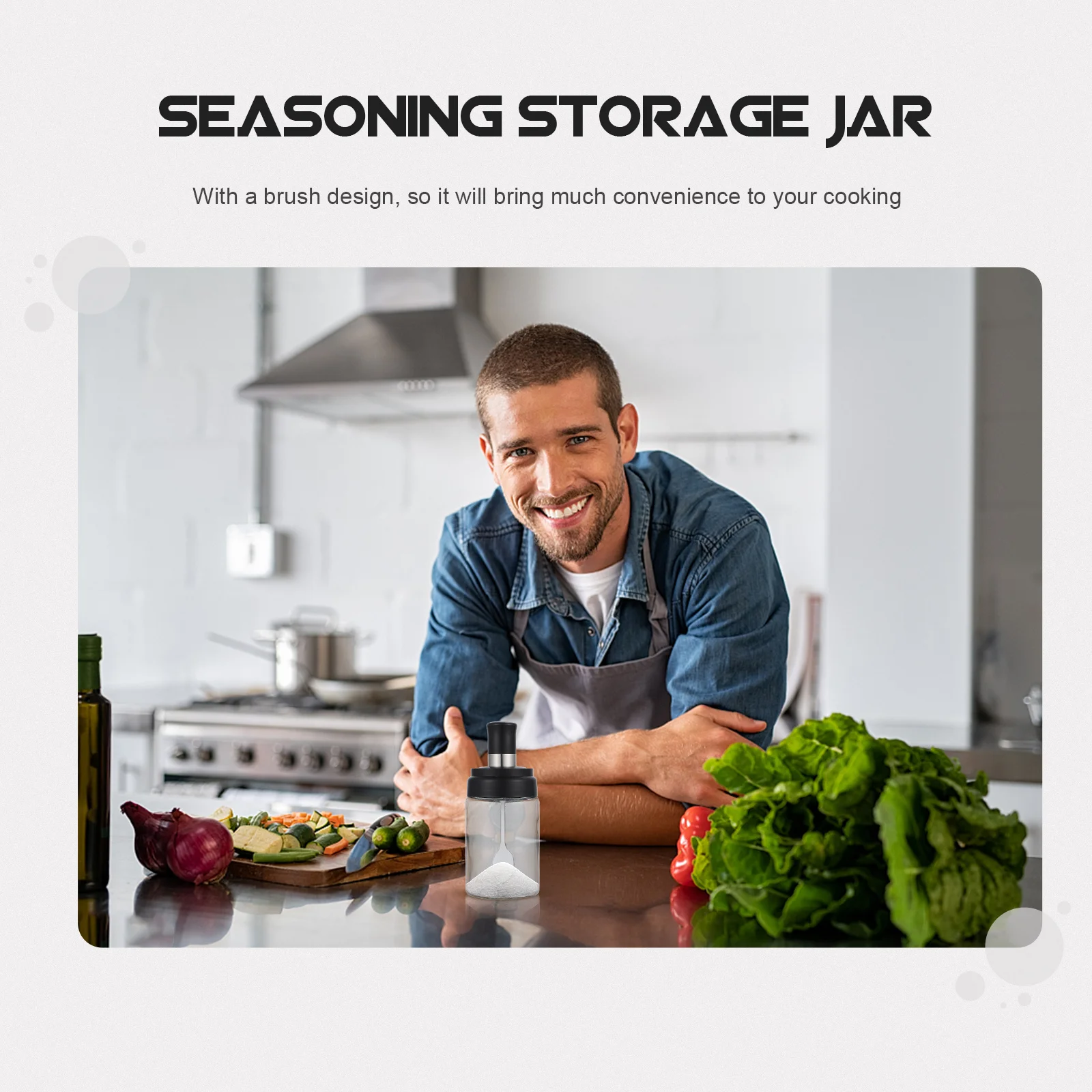 

4Pcs Spoon Lid Integrated Spice Jars Professional Seasoning Storage Bottles for Kitchen Outdoor Dining Oil Container Brush