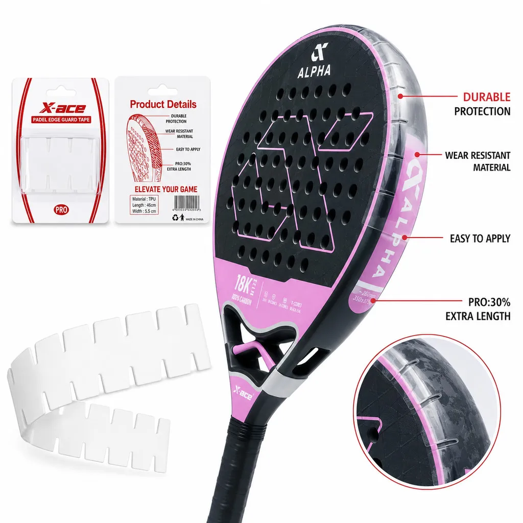 Защитная лента для края ракетки X-ACE Padel, прозрачная защита из TPU, 460 мм, удлиненная, защита от царапин для рамы.