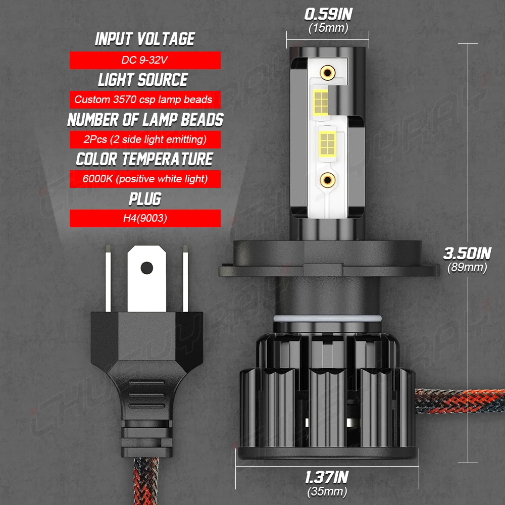 CHUSYYRAY H4 48W 12000LM Led Headlight Lamp For Car CSP Chip H4 9003 HB2 Minisize Easy To Install Super High Bright Bulbs luzes