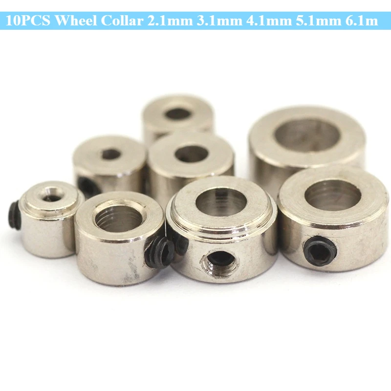 

10PCS Wheel Collar 2.1mm 3.1mm 4.1mm 5.1mm 6.1m RC Model Metal Wheel Lock Collar Shaft Axle Bushing for Landing Gear Stopper