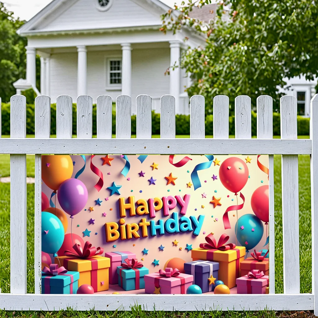 Banner de fondo para fiesta de cumpleaños, globos coloridos, regalos y decoraciones para celebración, evento, fotomatón, decoración de pared para fiesta infantil