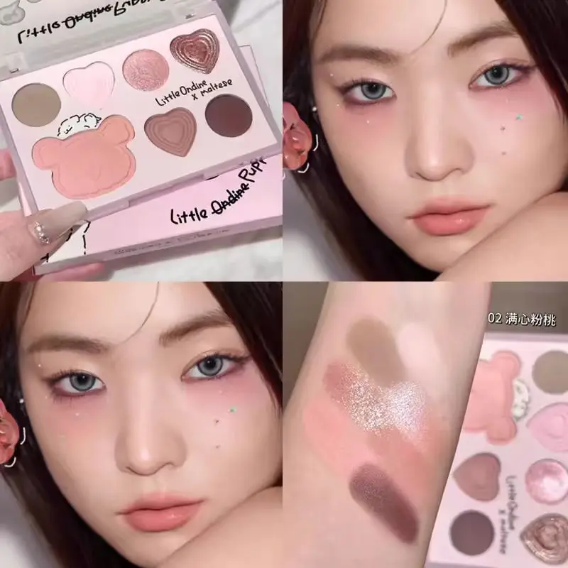 

Little Ondine Puppy Series Makeup 7Colors Cute Eyeshadow Long Lasting Matte Pearlescent Tea Brown Palette Highlight Cosmetics