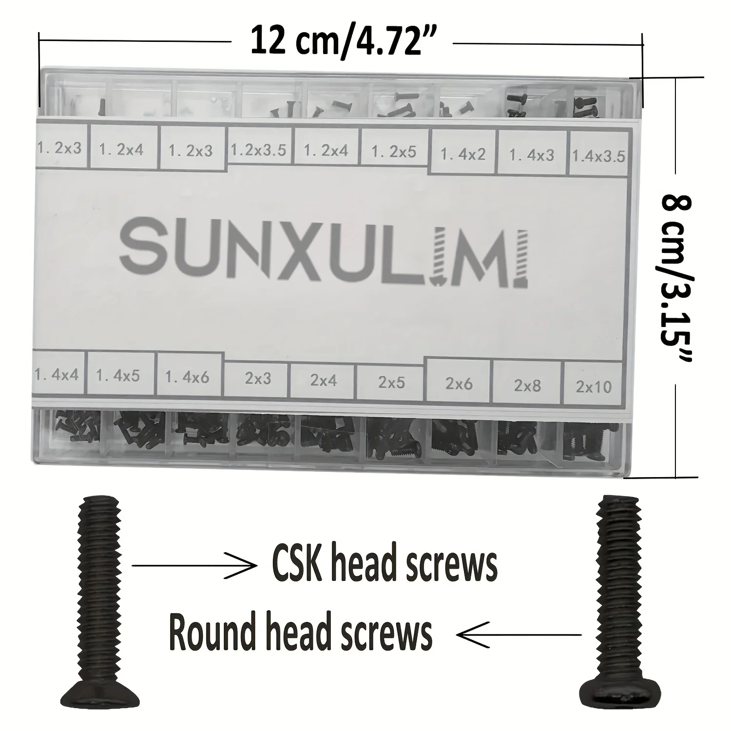 540 Pcs mini repair screw set with screwdriver M1.2 M1.4 M2 flat head round head two specifications