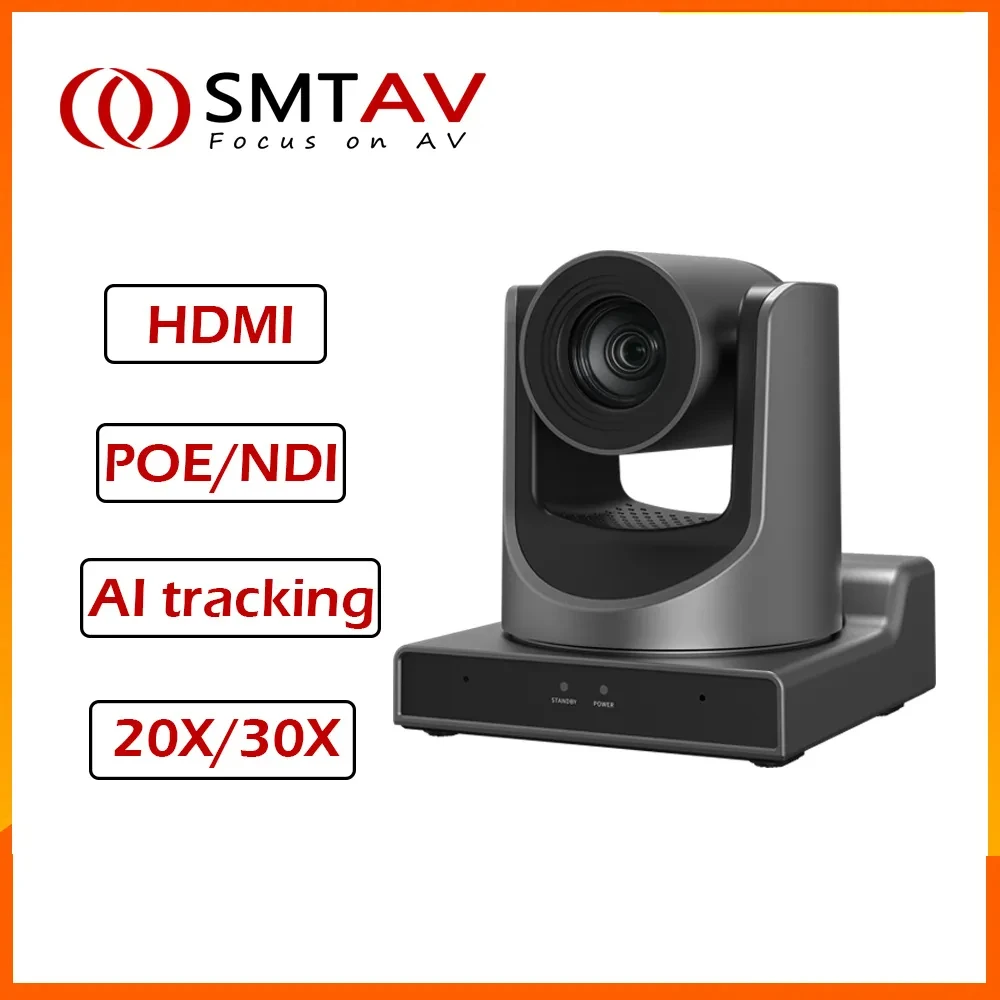 SMTAV AI TRACKING NDI PTZ CAMERA 20X/30X OPTICS ZOOM HDMI/SDI/USB3.0/IP STREAMING OUTPUTS FOR MEETING CHURCH EVENTS TEACHING