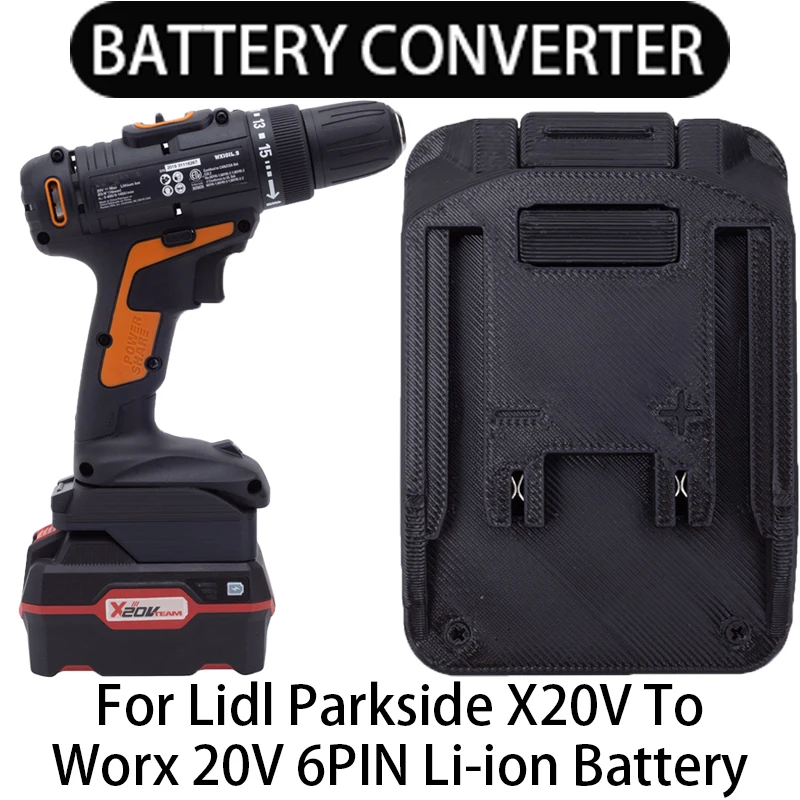 Adapter for Worx 20V 6PIN LI-Ion Tools Converter to Lidl Parkside X20V LI-Ion Battery Adapter Power Tool  Accessory