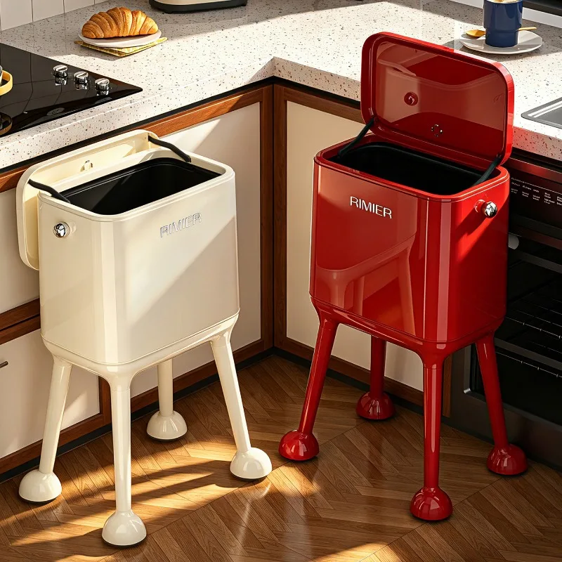 Large Capacity Home Trash Can Wheels Movable Bend Free Kitchen Living Room Bedroom Bathroom No Bending Required Multifunction
