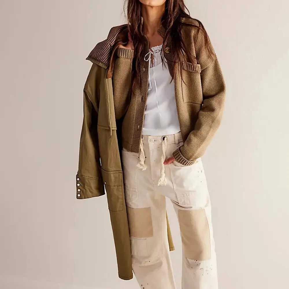 

Женский вязаный кардиган, свитер с воротником-стойкой, однотонный, осенне-зимний, модный, независимая станция, лидер продаж